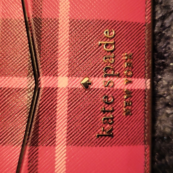 NWOT! Kate Spade Staci Plaid Slim Card Holder in Bright Rose Plaid! - Picture 6 of 6